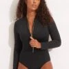 Seafolly Collective Zip Front Surfsuit - Black 2 Seafolly Collective Zip Front Surfsuit - Black -Bikinis Store 10936 942 Black 1