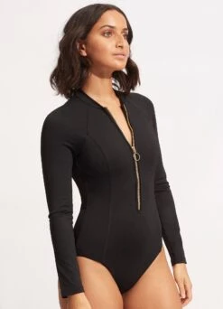 Seafolly Collective Zip Front Surfsuit - Black -Bikinis Store 10936 942 Black 3