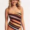 Sun Stripe DD Bandeau One Piece - Black