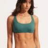 Seafolly Collective DD Scoop Neck Halter Top - Evergreen -Bikinis Store 31368DD942 Evergreen 1