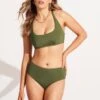 Seafolly Collective DD Scoop Neck Halter Top - Olive -Bikinis Store 31368DD942 Olive 3