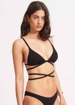 Seafolly Collective Tri Bra With Wrap Around Strap - Black 8 Seafolly Collective Tri Bra With Wrap Around Strap - Black -Bikinis Store 31385 942 Black 4