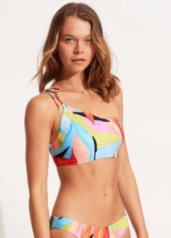 Tropfest One Shoulder Top With Tie - Aquamarine -Bikinis Store 31394 978 Aquamarine 3