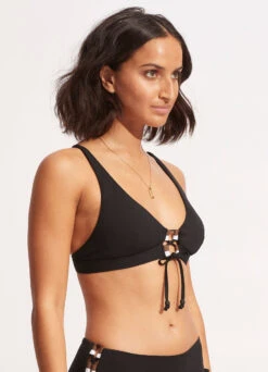 Sun Stripe Longline Tri - Black -Bikinis Store 31396 947 Black 3