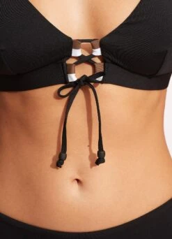 Sun Stripe Longline Tri - Black -Bikinis Store 31396 947 Black 5