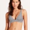 Sorrento Stripe Triangle Bikini Top - Black -Bikinis Store 31404 027 Black 4
