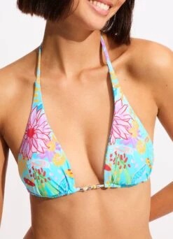 Under The Sea Reversible Slide Triangle Bikini Top - Blue Mist -Bikinis Store 31412 061 Blue 20Mist 7