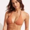 Second Wave Longline Slide Tri Top - Copper Tan -Bikinis Store 31412 968 Copper 20Tan 1