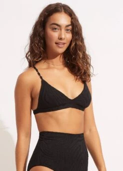Second Wave Fixed Tri Bra - Black 9 Second Wave Fixed Tri Bra - Black -Bikinis Store 31415 968 Black 3
