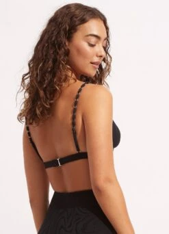 Second Wave Fixed Tri Bra - Black 10 Second Wave Fixed Tri Bra - Black -Bikinis Store 31415 968 Black 4