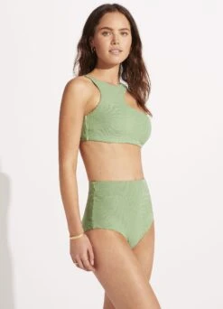 Second Wave High Waisted Pant - Palm Green 9 Second Wave High Waisted Pant - Palm Green -Bikinis Store 40558 968 PalmGreen 5