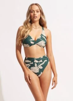 Fleur De Bloom High Waist Wrap Front Pant - Evergreen