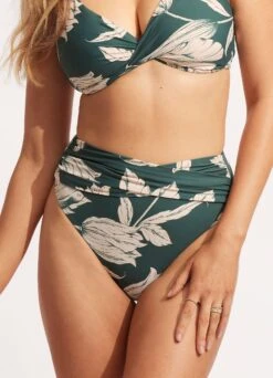 Fleur De Bloom High Waist Wrap Front Pant - Evergreen -Bikinis Store 40643 983 Evergreen 3