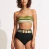 Sun Stripe High Waisted Pant With Belt - Avocado -Bikinis Store 40686 947 Avocado 1