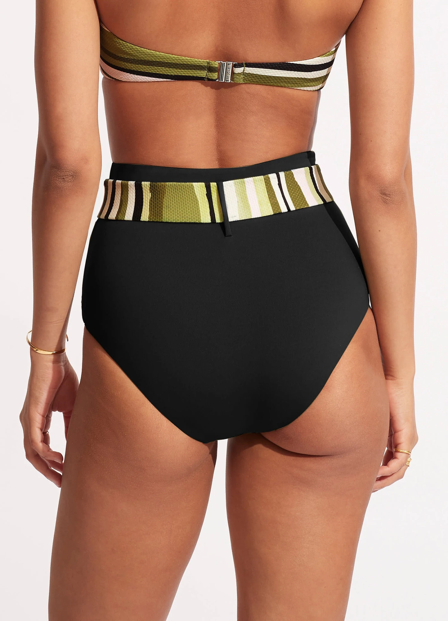 Sun Stripe High Waisted Pant With Belt - Avocado 7 Sun Stripe High Waisted Pant With Belt - Avocado - Image 5