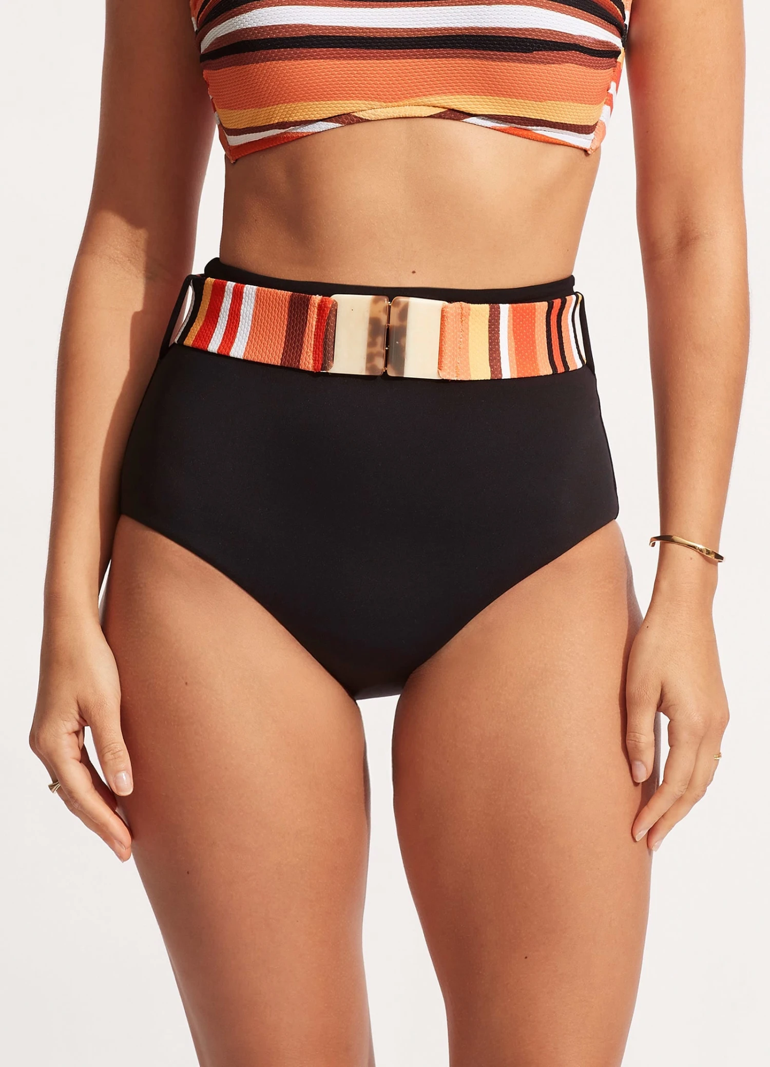 Sun Stripe High Waisted Pant With Belt - Black 5 Sun Stripe High Waisted Pant With Belt - Black - Image 3
