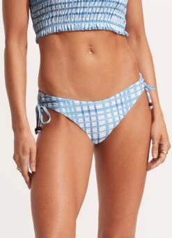 Amalfi Check Loop Tie Side Hipster - Amalfi Blue -Bikinis Store 40692 951 AmalfiBlue 3