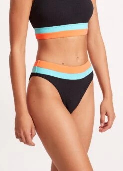 Slice Of Splice High Waisted Bikini Bottom - Black 12 Slice Of Splice High Waisted Bikini Bottom - Black -Bikinis Store 40697 990 Black 4