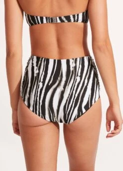 Zahara Ruched Side High Waisted Pant - Black -Bikinis Store 40698 953 Black 6