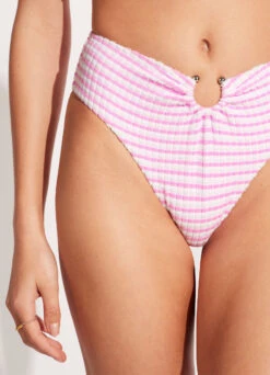 Sorrento Stripe High Waisted Bikini Bottom - Parfait Pink -Bikinis Store 40720 027 ParfaitPnk 7