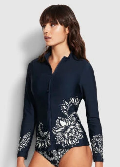 Folklore Long Sleeve Sunvest - True Navy -Bikinis Store 60203 933 True 20Navy 4