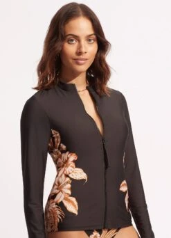 Castaway Long Sleeve Sunvest - Black 9 Castaway Long Sleeve Sunvest - Black -Bikinis Store 60203 980 Black 3