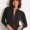 Seafolly Collective Long Sleeve Sunvest - Black 2 Seafolly Collective Long Sleeve Sunvest - Black -Bikinis Store 60267 942 Black 1