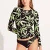 Palm Paradise Long Sleeve Sunvest - Black 2 Palm Paradise Long Sleeve Sunvest - Black -Bikinis Store 60278 028 Black 3