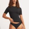 Seafolly Collective Short Sleeve Sunvest - Black 1 Seafolly Collective Short Sleeve Sunvest - Black -Bikinis Store 60280 942 Black 3